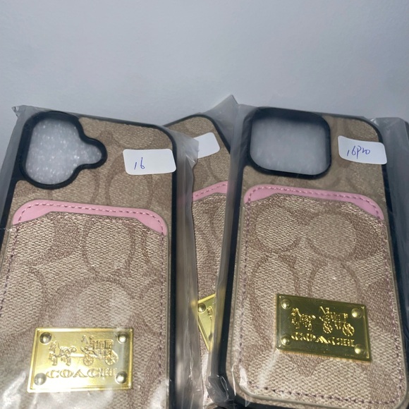 Tan and Pink iPhone Case with card holder - Picture 2 of 2